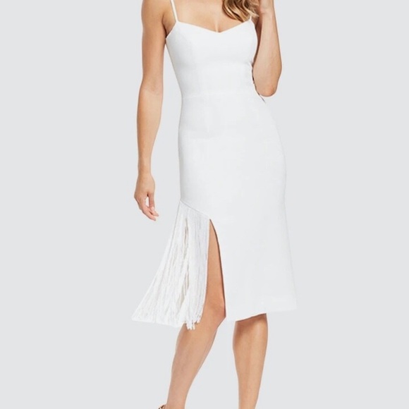 Dress the Population Rory White Midi Dress Sleeveless Fringe Sz Small - Picture 13 of 16